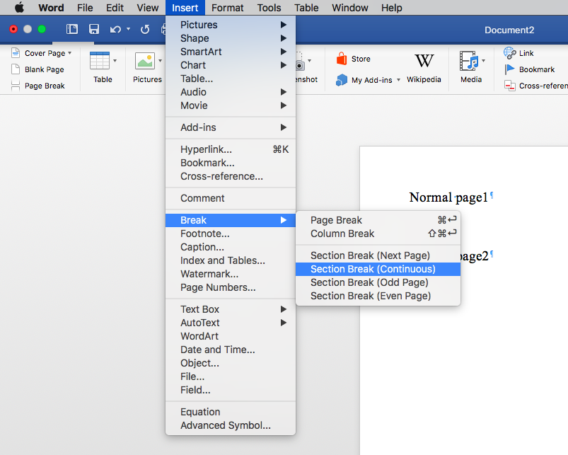 setting page number with name in word for mac version 15.31